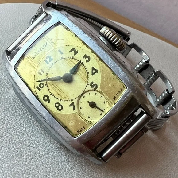 WESTCLOX 1936 Mens Original Classic WRIST BEN Silver Tank Watch made USA AS IS